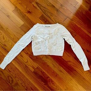 Diane von Furstenberg ivory / cream elephant crop sweater